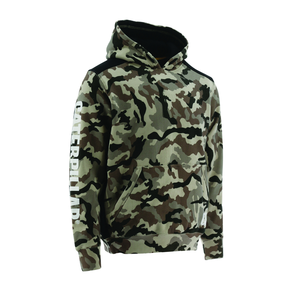 Caterpillar Clothing South Africa - Cat Men's Logo Panel Hooded Sweat Hoodies Camo UC3192586